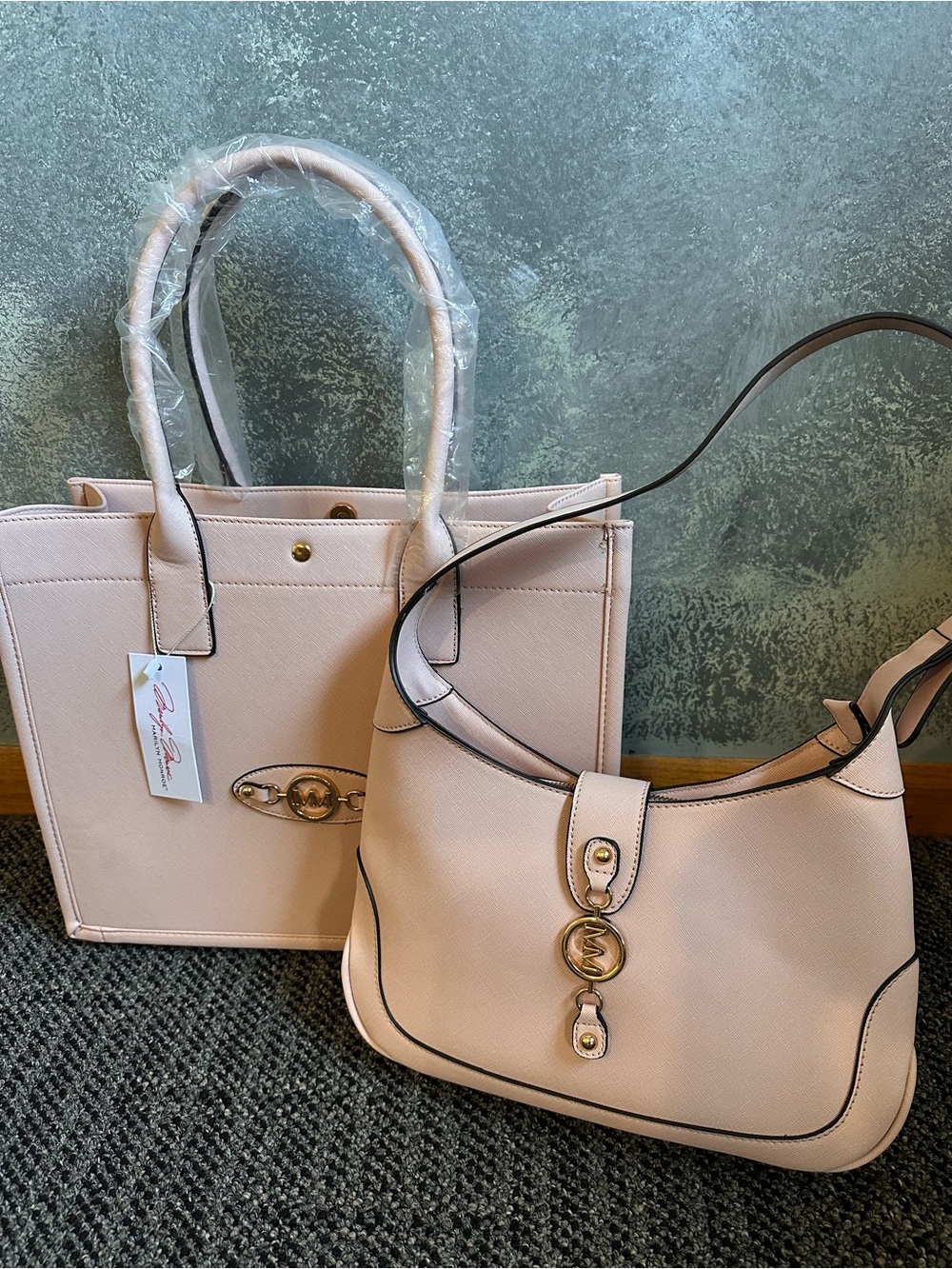 Marilyn Monroe Women's Pink Tote & Shoulder Bag Set - Classic Neutral Style